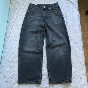 Grey baggy wide leg bootcut denim jeans